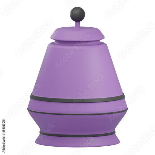 Elegant Purple Ceramic Jar with Dark Gray Accent Band and Finial Top, a Decorative Storage Container