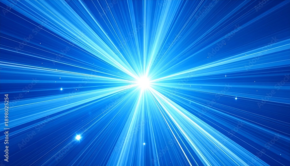 Fototapeta premium Abstract bright blue light radiating outward from a central point