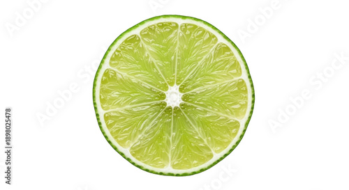 Konstfotografi Fresh green lime slice isolated PNG, juicy citrus fruit cut in half on transpare