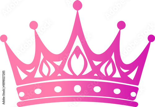 A flat vector illustration of an elegant pink crown with decorative cutouts and rounded tips, symbolizing royalty, beauty, and celebration.