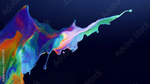 Blue and purple colorful fluid splash isolated on dark background, digital motion art — perfect for advertising, editorial, social media, and creative design projects.