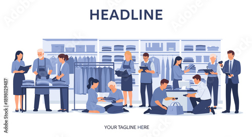 A professional setting with two people standing at a table, evoking collaboration and focus, ideal for business presentations.