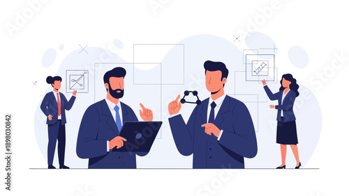 Business Team Collaboration and Strategy Planning with Charts