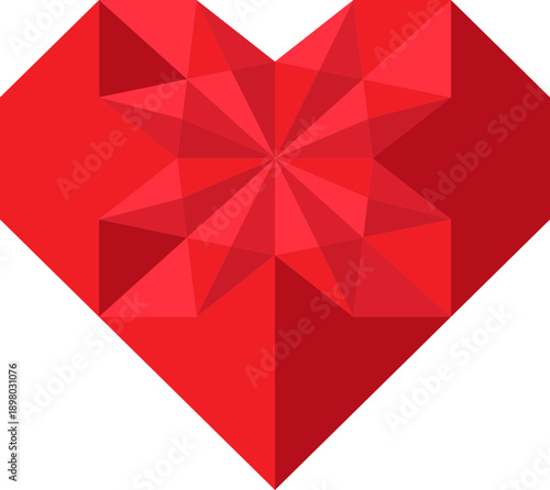 Origami, paper cut heart icon