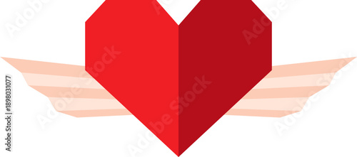 Origami, paper cut heart icon
