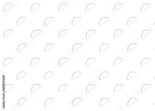 A taco illustration pattern with grey outline and white background, food packaging, menu illustration	