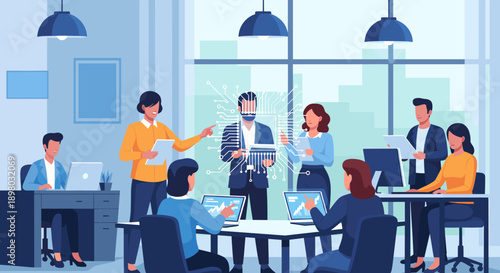 A focused professional woman working diligently at her desk, ideal for business and corporate themes.