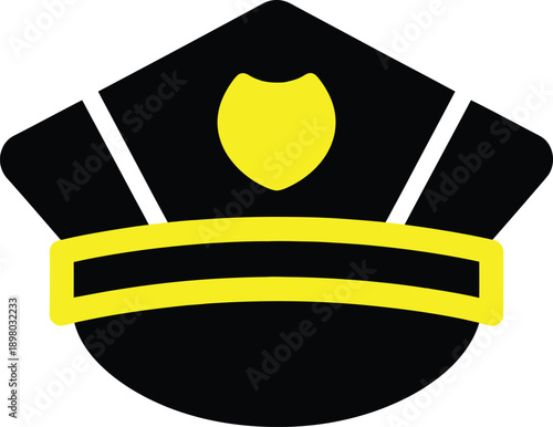 Classic police officer cap with yellow and black design elements