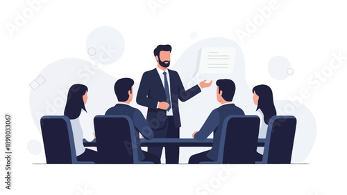 Business Meeting: Team Collaboration and Presentation in Office