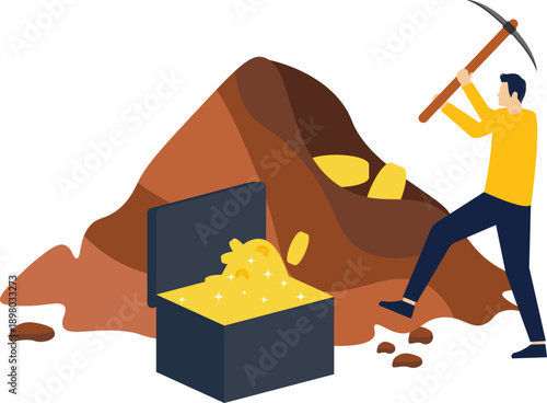 Man saving money, Man inserting cash into the whole, Money saving concept. Man putting money into a money box.

