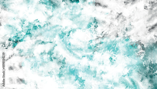 Teal and white abstract watercolor texture background