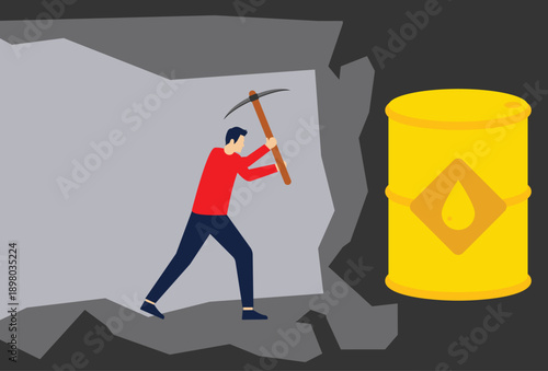 Businessman digging the ground to find his treasure. Concept of business effort to find what he wants.

