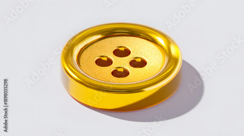 Golden shiny metal button closeup
