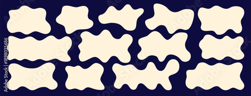 White wavy rectangle organic shapes.