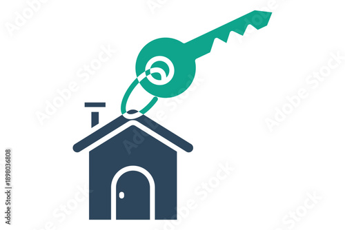 Rental solid icon. Icon related to real estate. Residential elements vector illustration