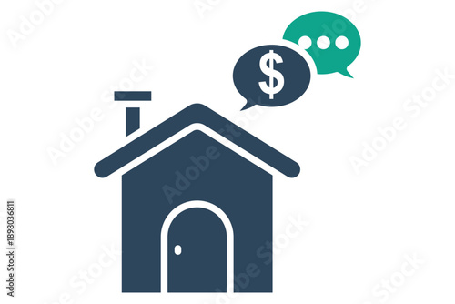 Negotiation solid icon. Icon related to real estate. Residential elements vector illustration