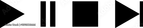 Play bar icon set. Media control buttons, media player panel icon. 5.eps