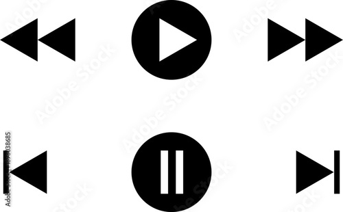 Play bar icon set. Media control buttons, media player panel icon.1.eps