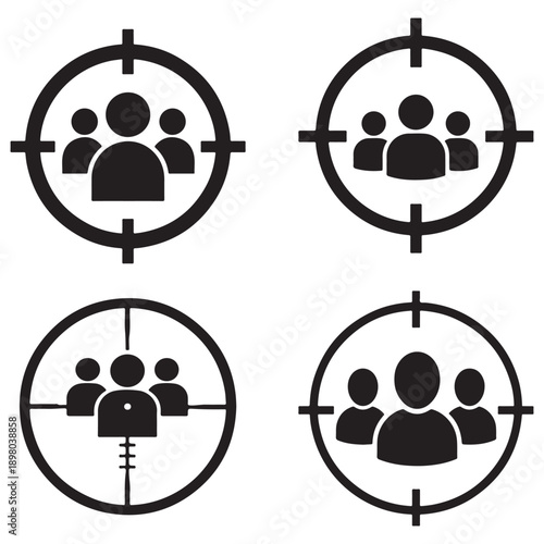 Icons of people in a crosshair circle target audience concept  business marketing strategy