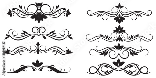 Set of black scroll embellishments for design collection vector illustration eps 10