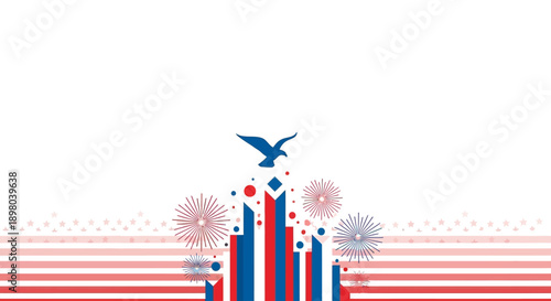 Patriotic American Eagle with Fireworks and Stripes - A Celebration of Freedom and Independence