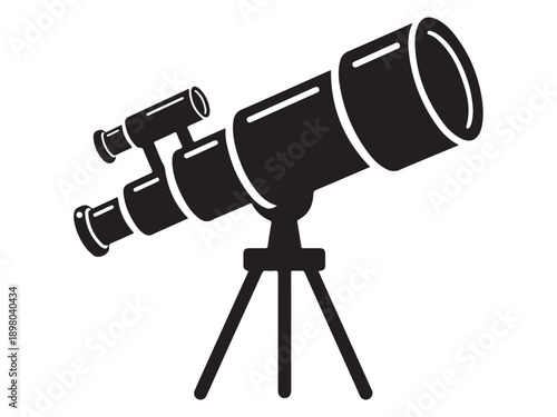 Telescope on tripod stand for stargazing and astronomy observations  black silhouette
