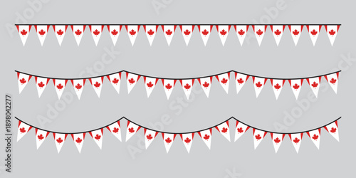 Seamless Canada Flag Party Bunting Border Background – Flat Design Illustration