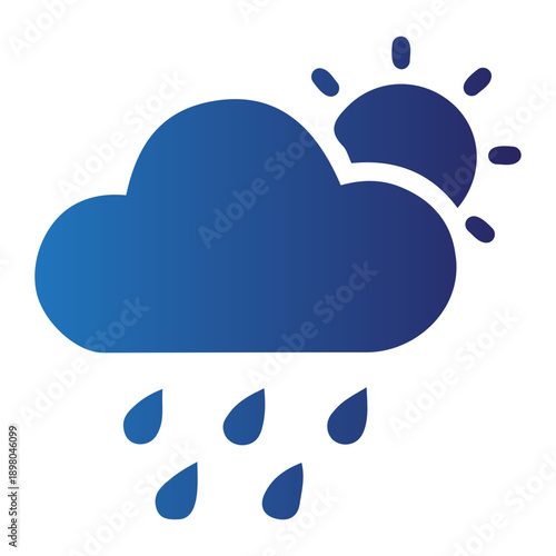 Cloudy weather with sun and rain icon, representing changeable weather conditions and meteorological forecast