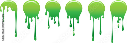 Bright green slime drips and blots
