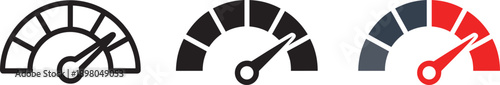 Speedometer gauge dial icon, speed measurement meter, dashboard symbol, performance indicator