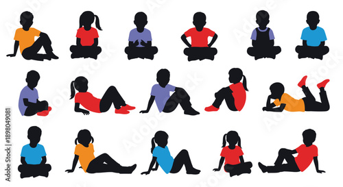 Diverse group of silhouettes demonstrating various yoga poses and flexibility