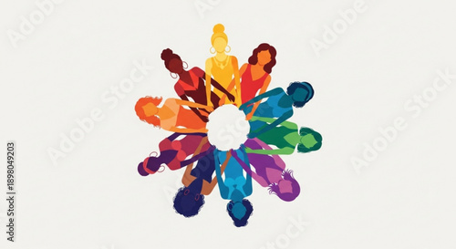 Diverse people joining hands in a circle symbolizing unity and teamwork