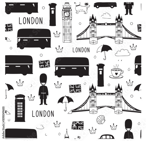 london travel vector icons, city landmark illustrations, uk tourism symbols, london transport graphics, british culture doodles, travel destination pack, city outline icons

