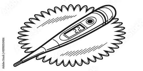 A thermometer surrounded by abstract motion lines in a dynamic illustration