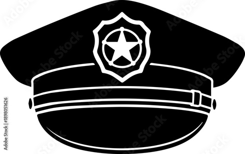 Police cap, police cap icon isolated on white background. Realistic police cap. Vector, cartoon illustration, poster, postcard. Vector