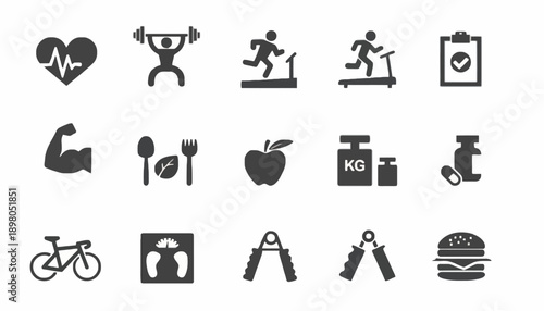 Fitness icons illustrate various gym and workout activities with kfkd 69 ai