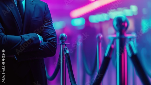 Stylish Bouncer at a Nightclub Entrance