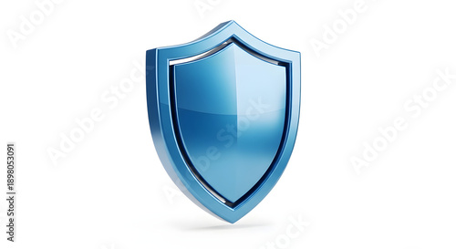 Free Download A glossy, metallic blue shield icon with a reflective surface, symbolizing protection, security, and defense on a white background. - GFXLoad