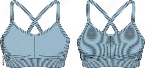 Light Blue Sports Bra Vector Illustration – Criss-Cross Strap Activewear Design