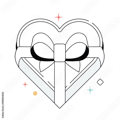 Vector illustration Valentine gift present.