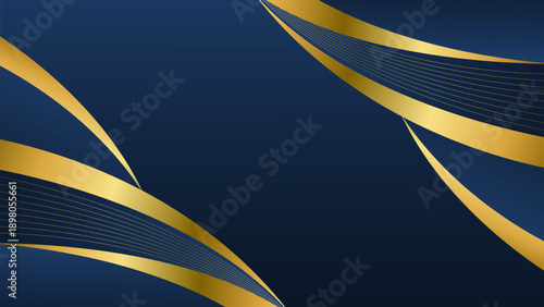 Elegant navy blue luxury wave background with gold lines, abstract modern wallpaper, suitable for templates, banners, invitations, awards, business, events, web, pages and more