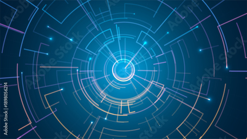 Abstract technology future visualization. Innovation digital circle of particles. Graphic concept for your design