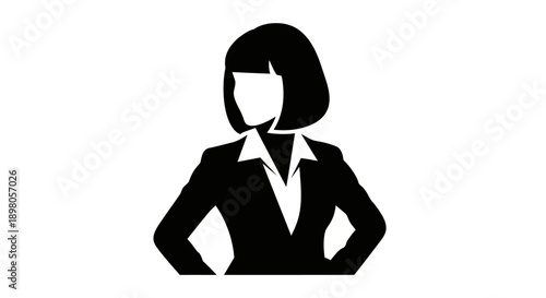 A confident businesswoman standing with her hands on her hips