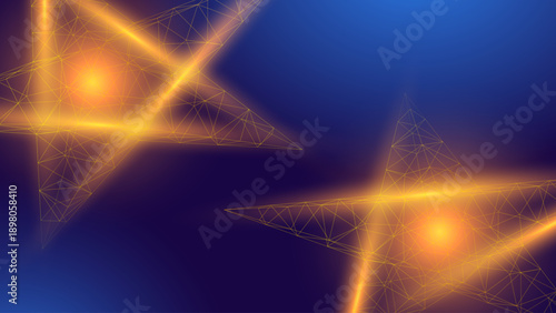 Golden Glowing Star Abstract Space Background With Low Poly Shining Shapes And Cosmic Light, Magical Night Sky Design For Celebration, Fantasy And Modern Wallpaper. Vector Illustration