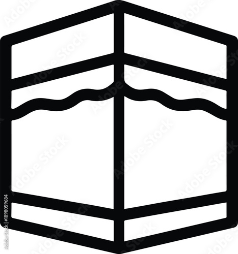 Minimalist thin line vector icon of holy kaaba in makkah mecca building