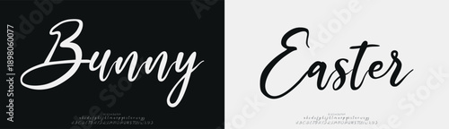 Bunny Easter, Script Elegant alphabet letters font logo classic minimal fashion designs. Typography modern sans fonts and number for logo brand. vector illustration
