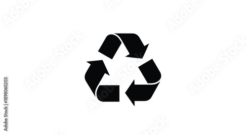 Black recycle symbol on a white background illustrating environmental awareness