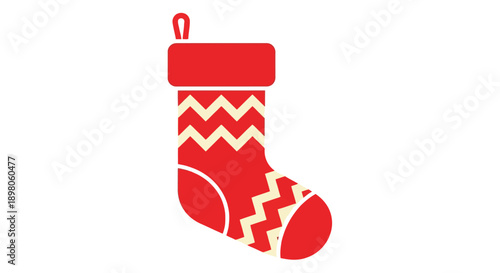 A simple red christmas stocking icon with a white patterned design
