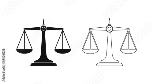 Two depictions of scales of justice black and white versions shown