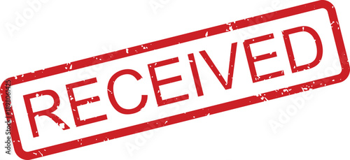 A bold red distressed rectangular rubber stamp mark displaying the word RECEIVED on a clean white background